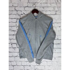 St Johns Bay Mens Gray Hoodie Athletic Style Blue Mesh Lined Size M